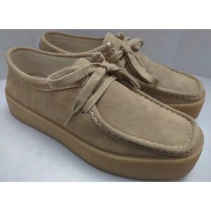 Project Cloud Light Tan Suede Size 9 Wally Chunky Shoes Lace Up Comfort